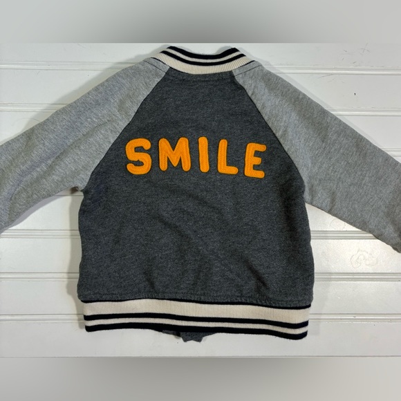 Baby Gap Varsity Jacket Size 12-18 Months Gray Smile Boy Cotton - Picture 9 of 12